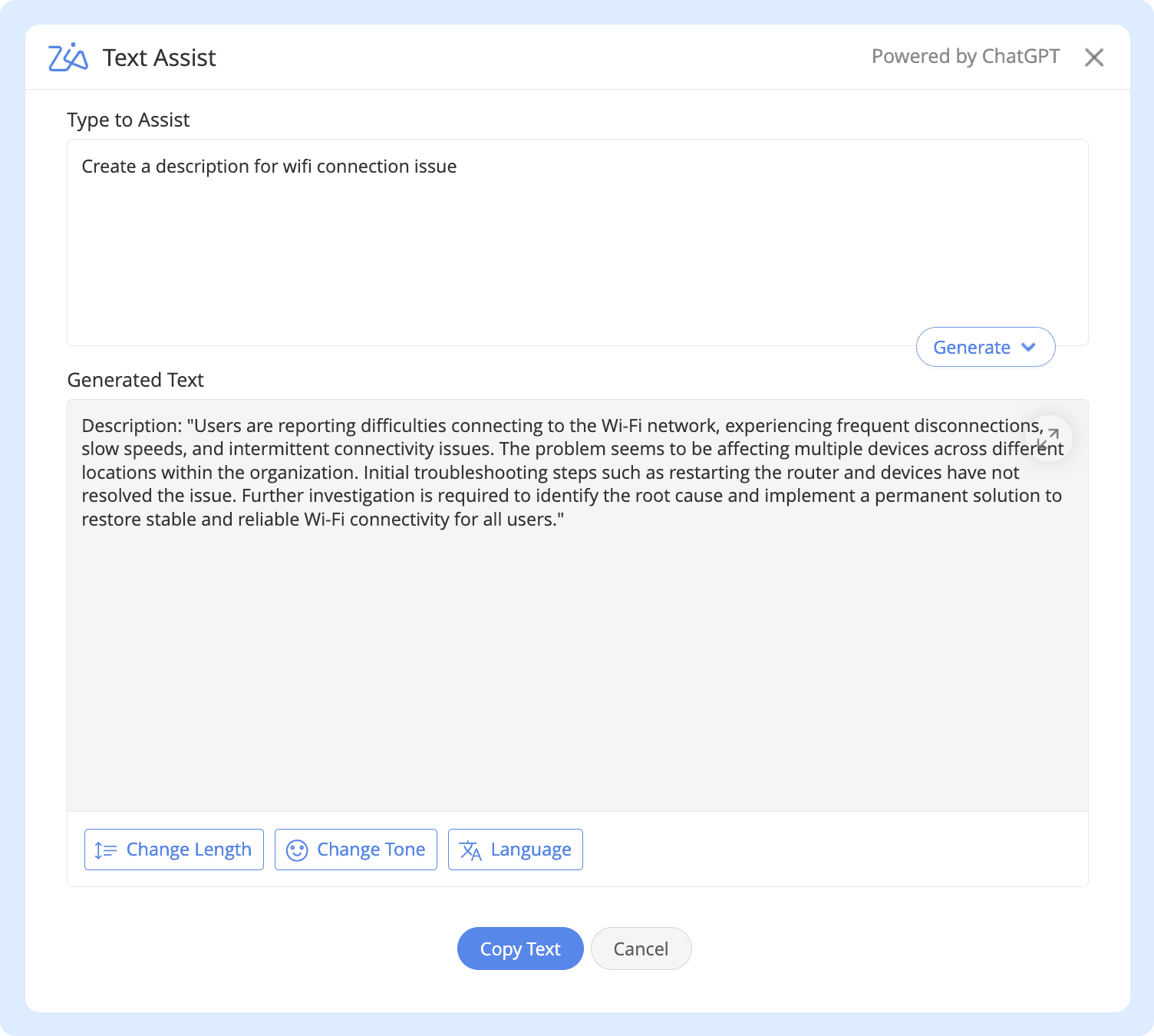 AI text assistance