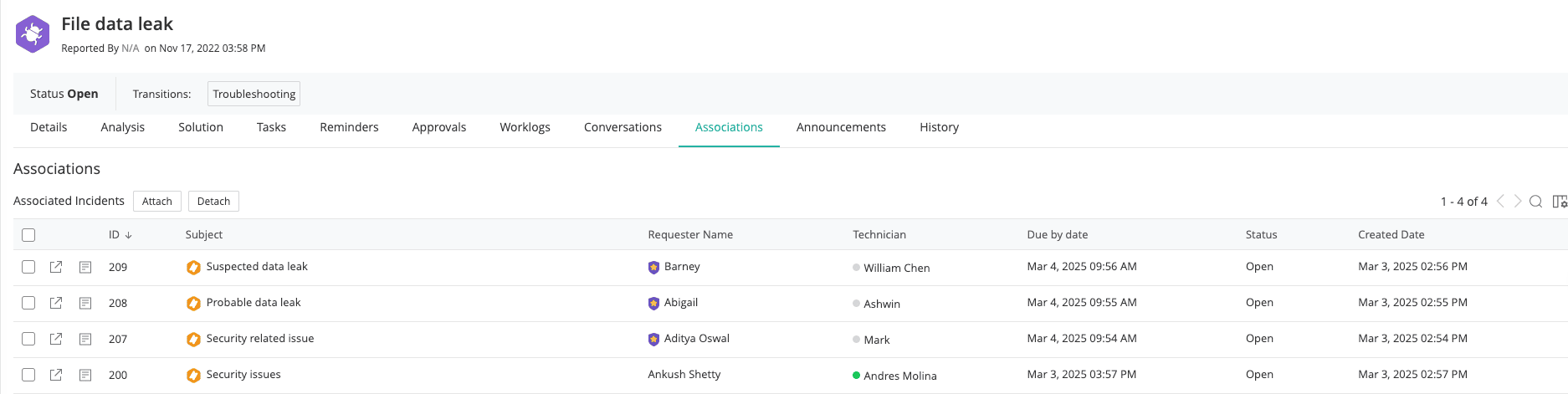 Help desk problem management