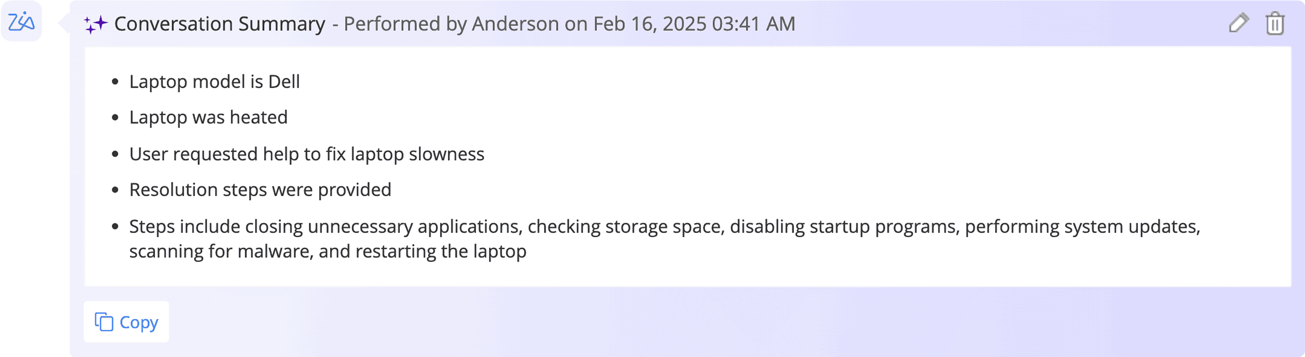Incident summary