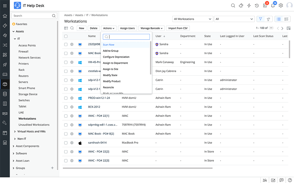 IT asset dashboard