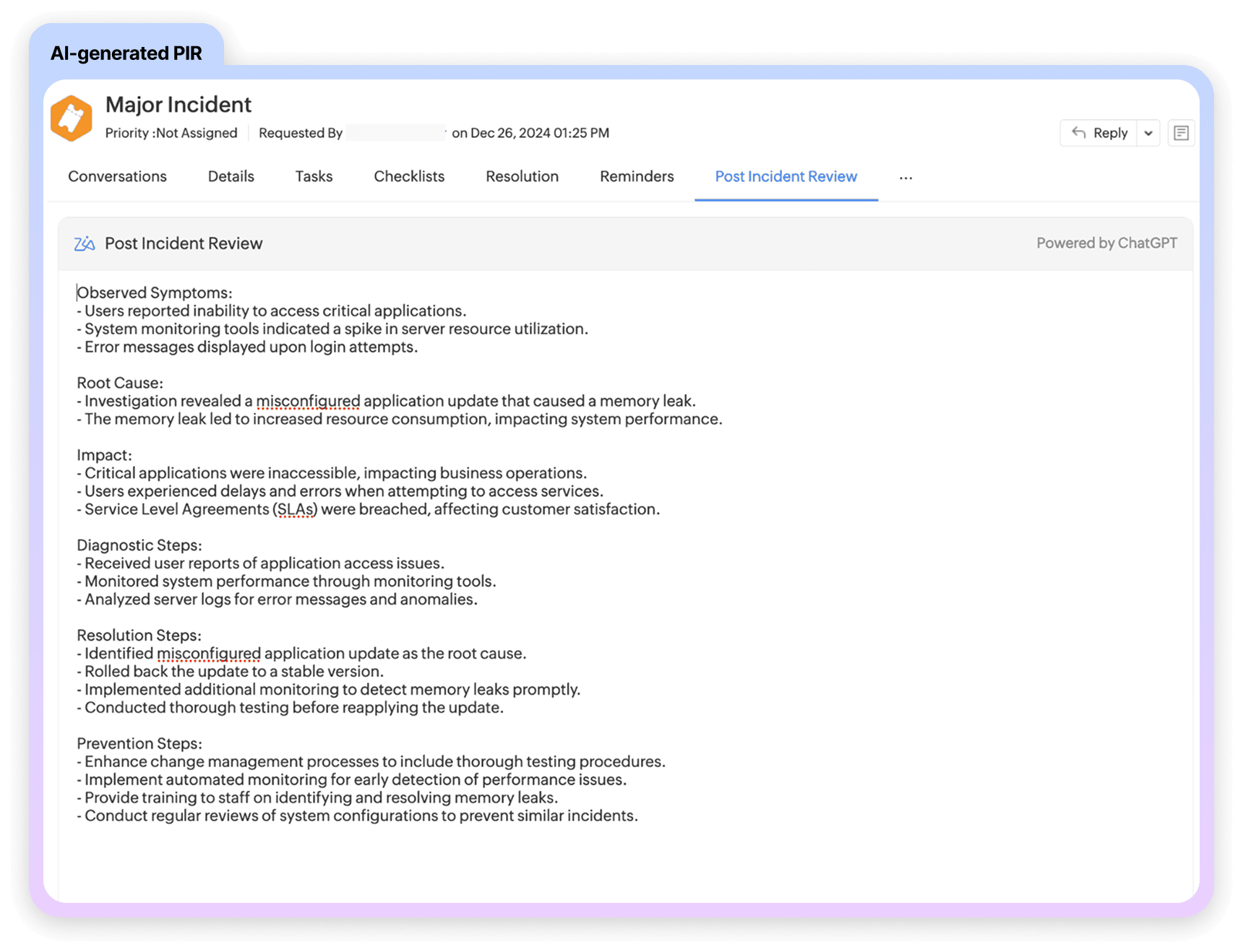 Digital workflow for incident routing, detection, and resolution in retail IT