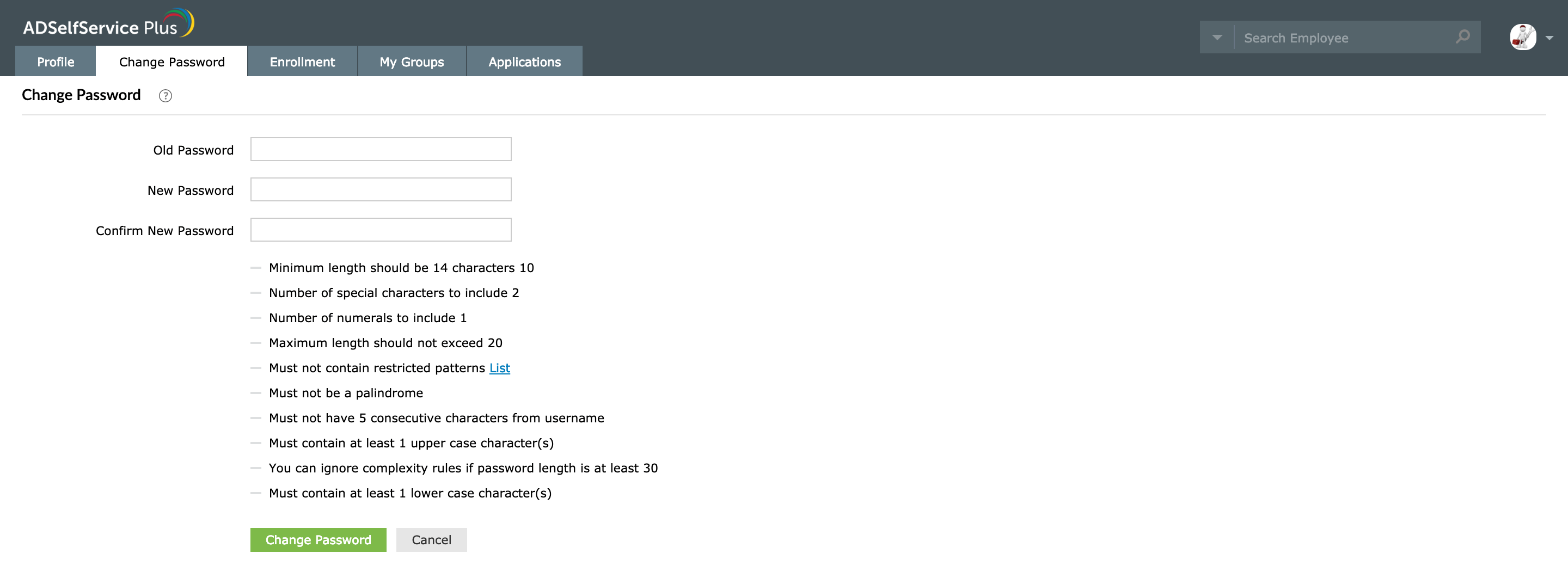 Self service password reset tool