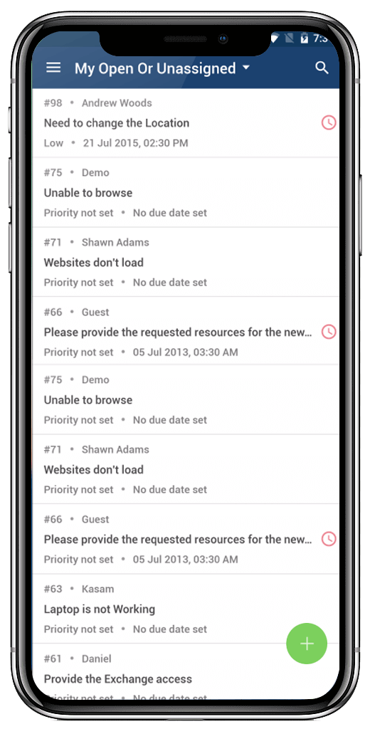 Self service portal mobile app