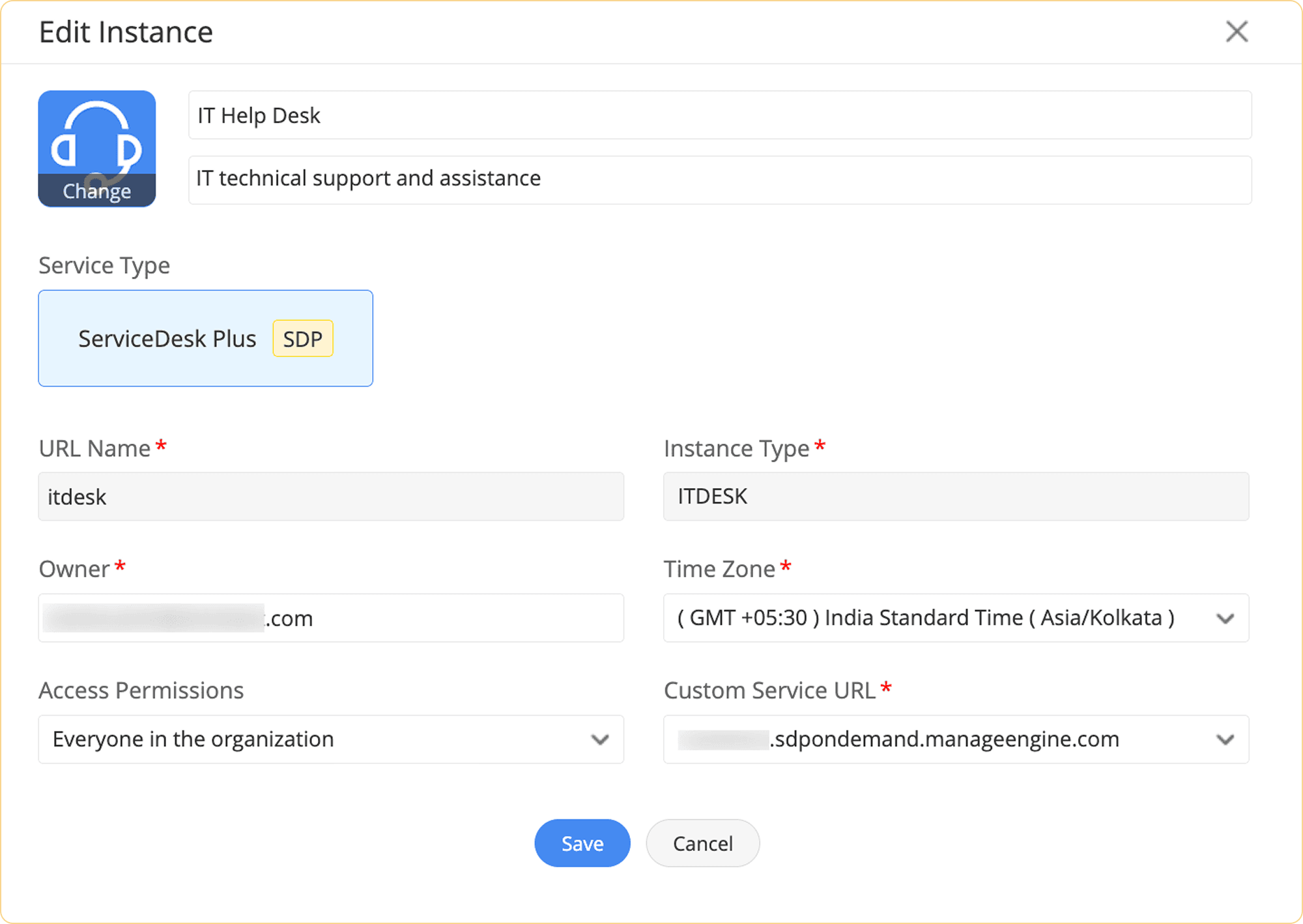 ServiceDesk instance creation