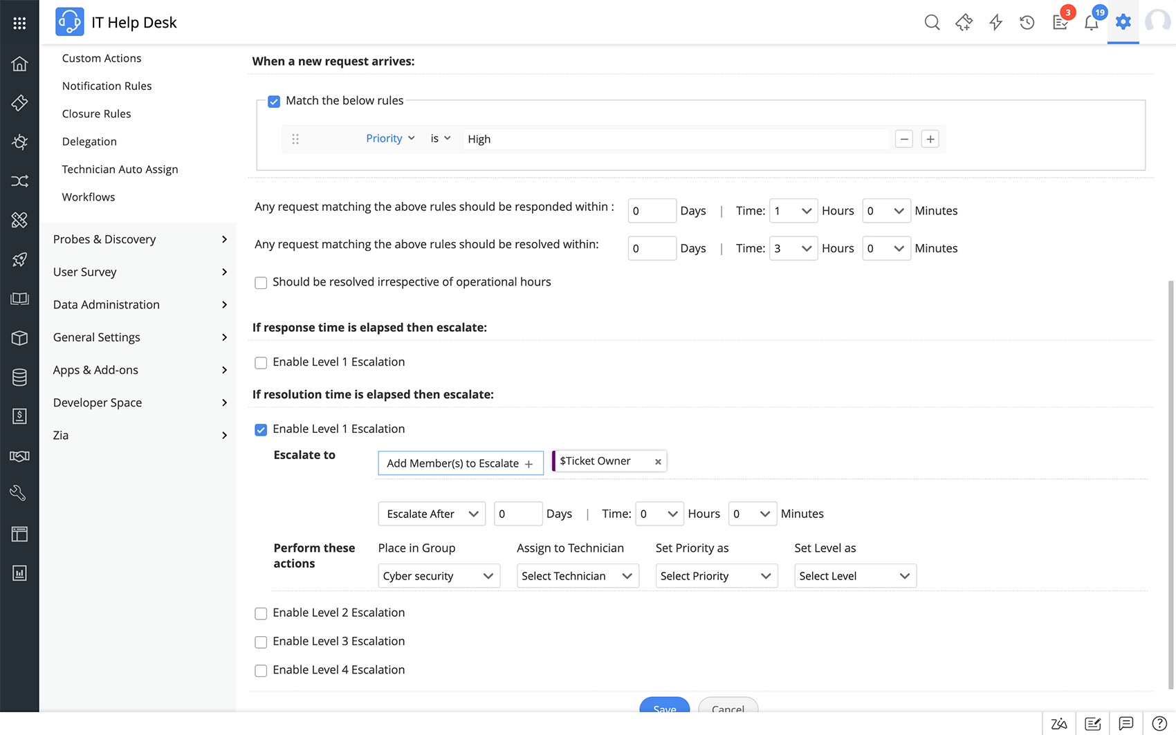 SLA management in ServiceDesk Plus Help desk software with SLA management